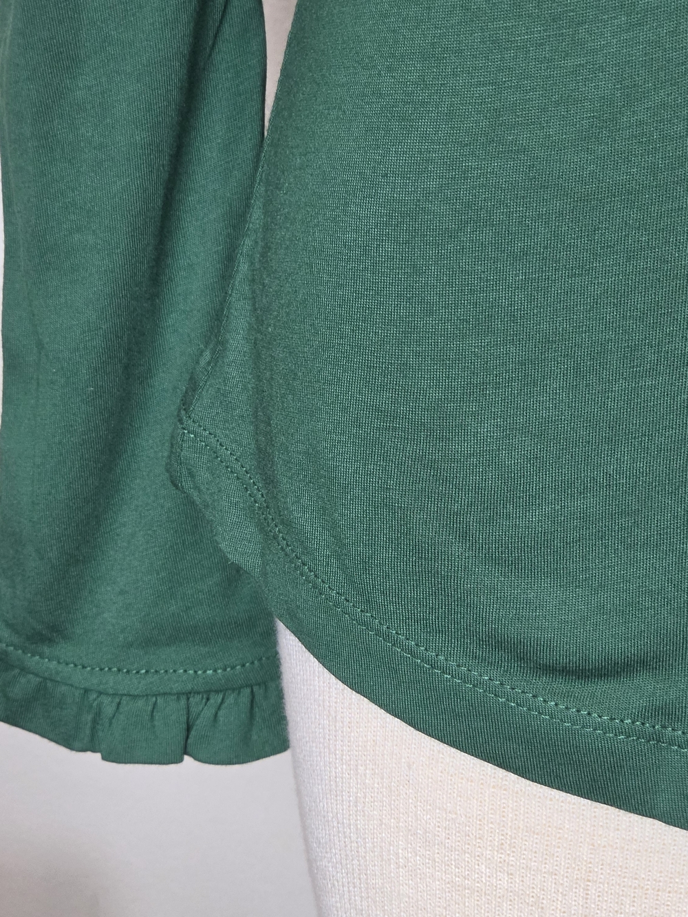Boden Ruffle Long Sleeve Top Size 0 NWT Emerald Green Jersey Minimalist Frill - Picture 4 of 13